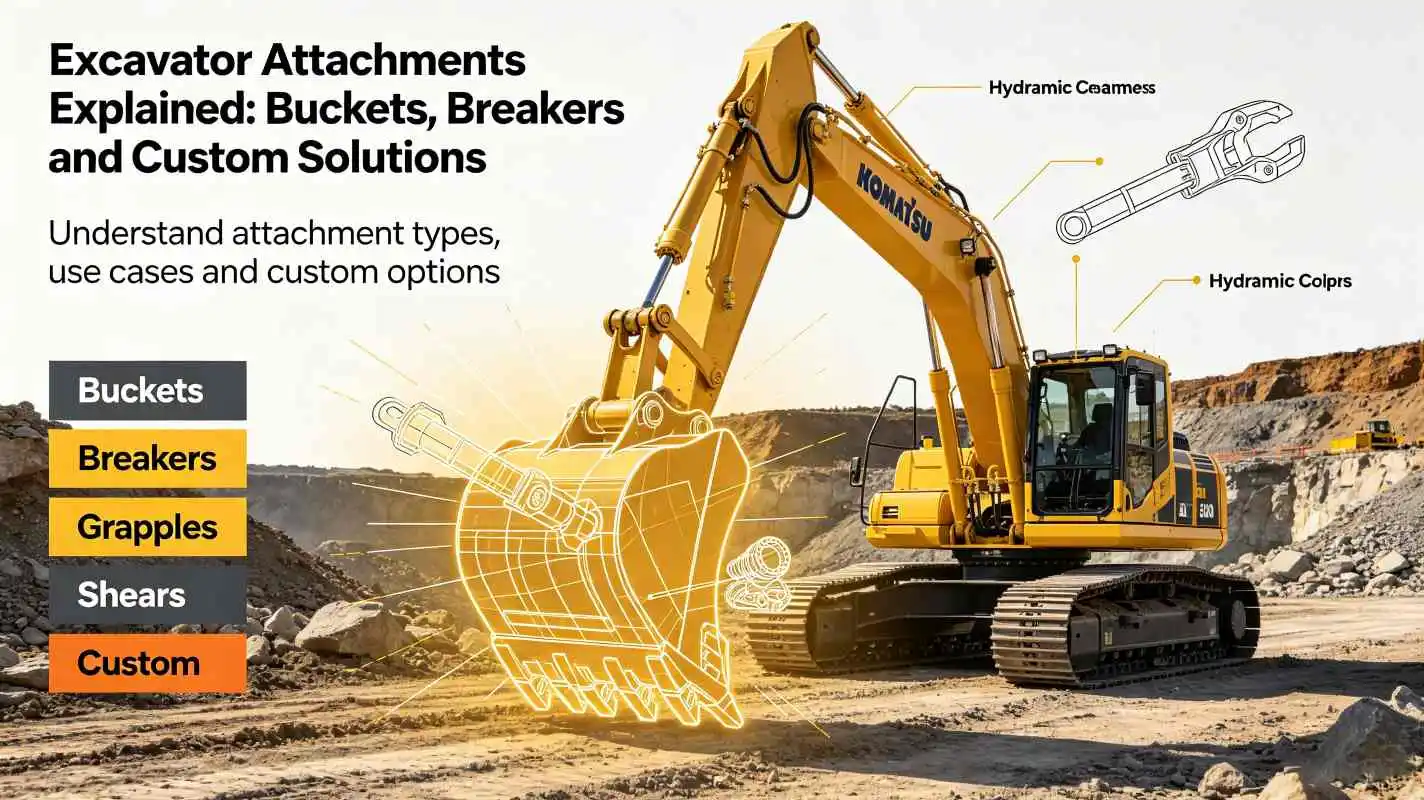 Excavator Attachments Explained: Buckets, Breakers and Custom Solutions — construction equipment attachments