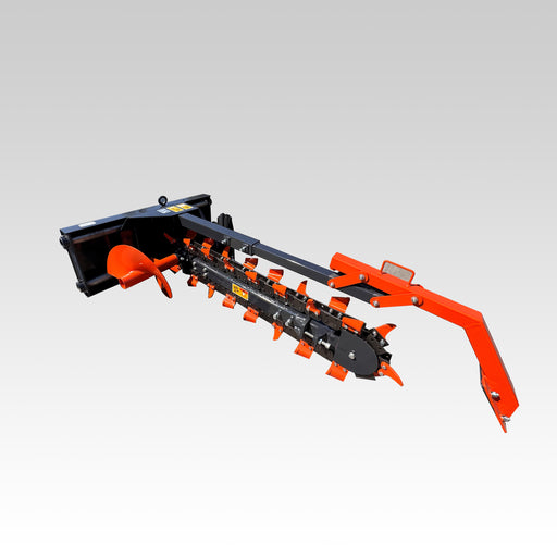 SIBOM Skid Steer Trencher, Side Discharge Auger, Hydraulic or Manual Side-Shift, Tungsten Teeth — construction equipment attachments