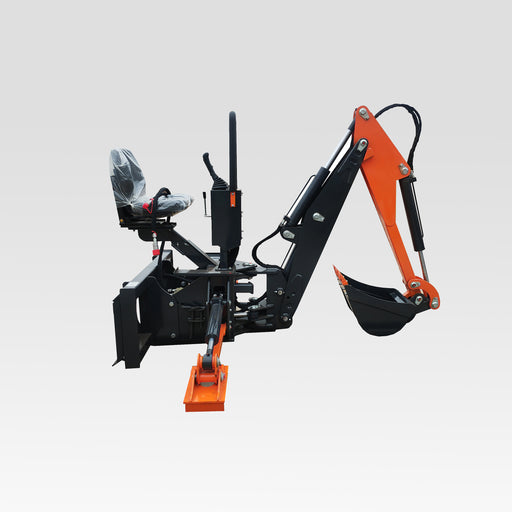 SIBOM Skid Steer Backhoe Digger Attachment, Dual Hydraulic Cylinder Swing, Foldable Stabilizers, Heavy-Duty Teeth, Multiple Bucket Options for Excavation — wheel loader attachment manufacturer