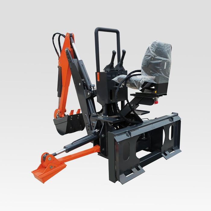 SIBOM Skid Steer Backhoe Digger Attachment, Dual Hydraulic Cylinder Swing, Foldable Stabilizers, Heavy-Duty Teeth, Multiple Bucket Options for Excavation thumbnail