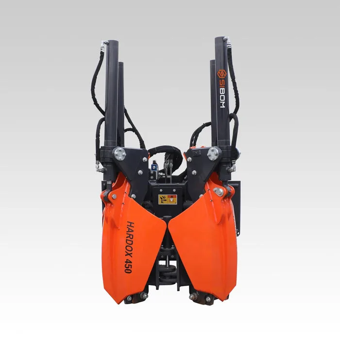tree transplanting attachment for skid steer with HARDOX blades